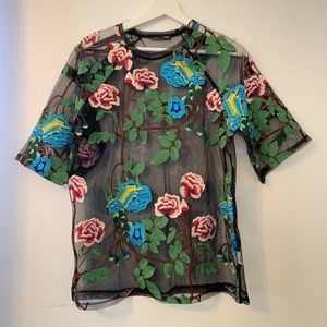 Zara embroidered tulle top